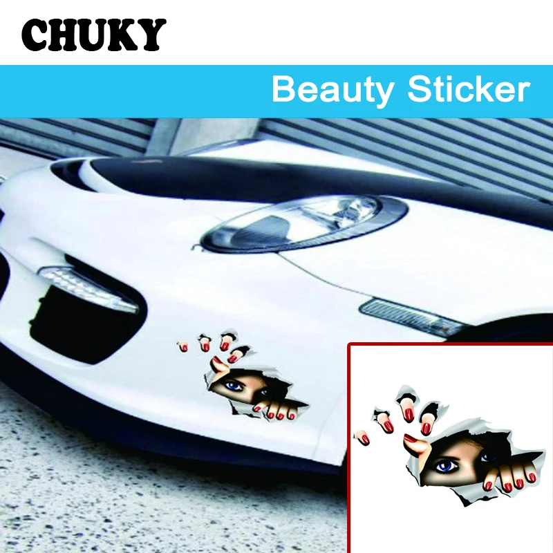 

CHUKY 3D Car Styling Stickers Eyes Design For Volkswagen BMW E46 E39 Mini Cooper Audi A4 B6 B8 A5 Ford Fiesta Kuga Accessories