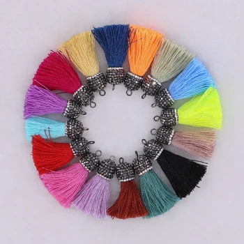 

Multi color thread Tassel small tassel Handcrafted jewelry finding pave cz tassel pendant beads rainbow silk tassel 1727