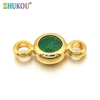 

4*9mm Brass Cubic Zirconia Round Charms Connectors for DIY Jewelry Findings, Mixed Color, Hole: 1.5mm, Model:VS232