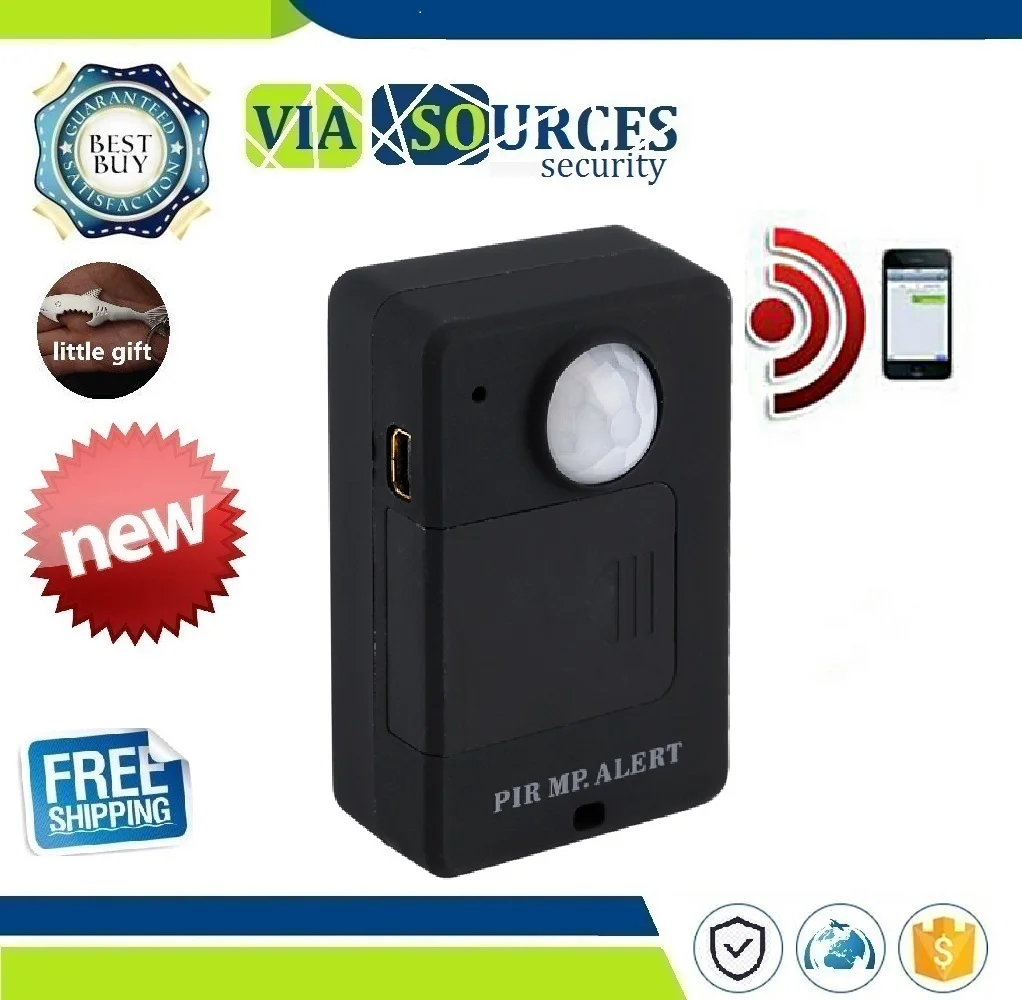 

Mini PIR Alert Sensor Wireless Infrared GSM Alarm Monitor Motion Detector Detection Home Anti-theft System with EU Plug Adapter