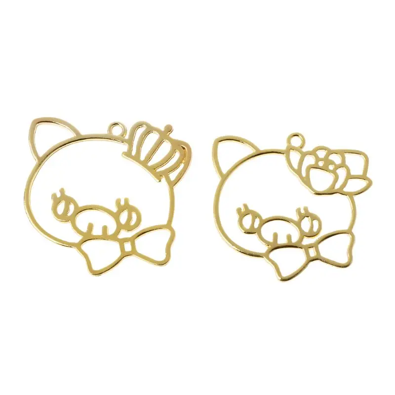 

2Pcs Lovers Cartoon Pig Frames Pendants Open Bezel Setting For UV Resin Jewelry