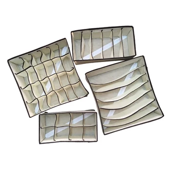 

Foldable Divider Storage Bra Box 4 pcs/Set Non-woven Fabric Folding Cases Necktie Socks Underwear Clothing Organizer Container