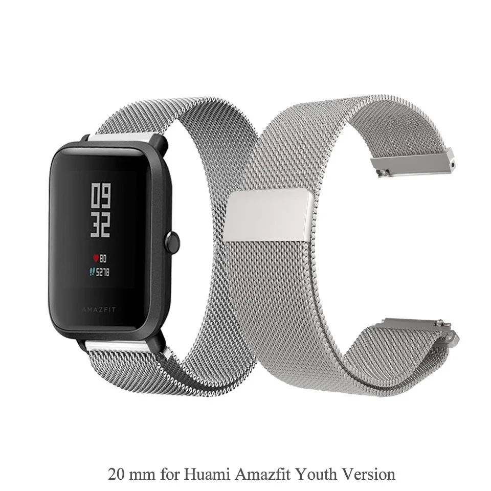 Ремешок Mijobs 20 мм 22 мм для Huami Xiaomi Amazfit Bip BIT PACE Lite Youth Smartwatch ремешок металлический браслет Amazfit