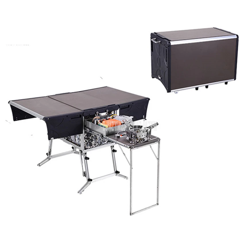 4 7 Person Outdoor Camping Picnic Mobile Kitchen Foldable Table Cookware Set With Folding Stool Cooking Gas Stove Outdoor Stoves Aliexpress