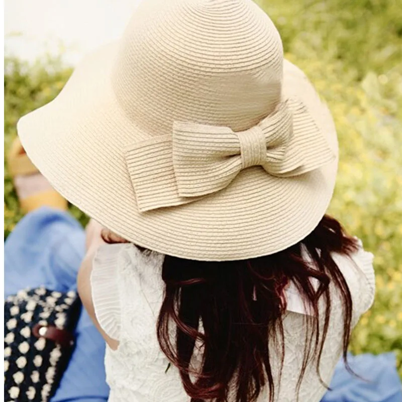 Новая модная женская Солнцезащитная шляпа летние складываемые соломенные шляпы для женщин пляжные головные уборы 3 цвета Высокое качество