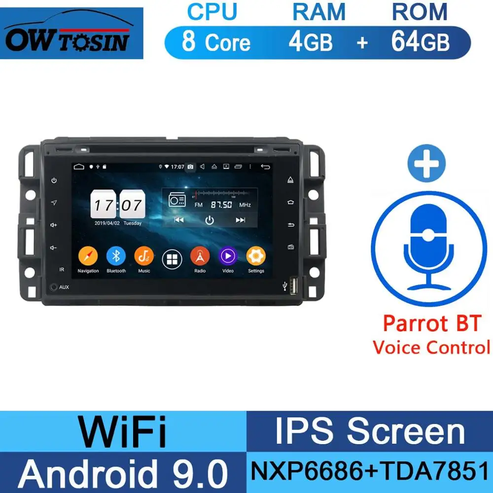 " ips 1024*600 8 ядерный 4G+ 64G Android 9,0 автомобильный dvd-плеер для GMC Yukon Sierra Tahoe передняя фара для Chevy Express Impala Cobalt Equinox DSP радио - Color: 64G Parrot BT