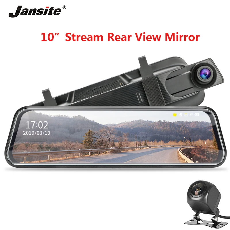 

Jansite 10" Touch Screen Car DVR HD 1080P Stream Rearview car camera Cycle Recording Dual Lens Motion Detection 720P rear camera