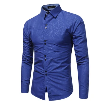 

Brand 2018 Fashion Male Shirt Long-Sleeves Tops 3D Geometric Printing Casual Shirt Business Mens Dress Shirts Slim Men Shirt
