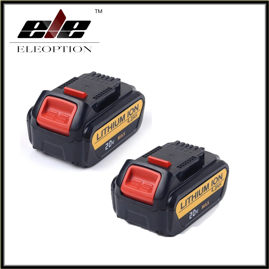 

2x Eleoption 20V 4000mAh 4.0Ah Li-ion Power Tools Battery Replacement Cordless For Dewalt DCB181 DCB182 DCD780 DCD785 DCD795