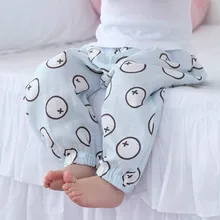 Новые стильные летние детские брюки; дышащие пижамы с принтом для мальчиков и девочек; Сетчатые эластичные штаны из чистого хлопка с защитой от комаров