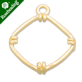

12*12MM Copper Gemstone base,14K Gold,Square gemstone links,Gemstone base, charms bezel,sold 20pcs per lot