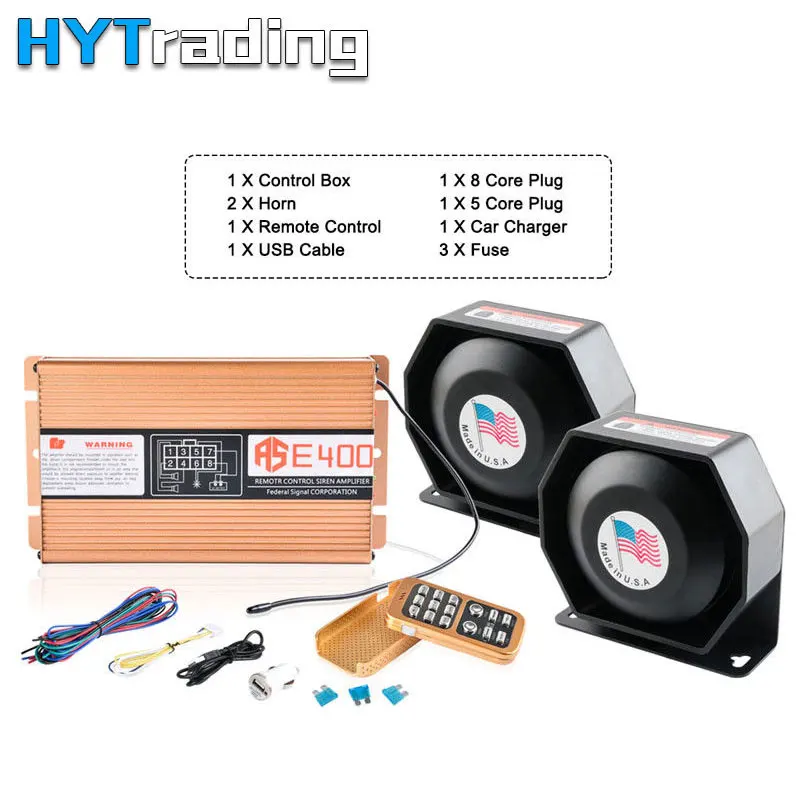  Car Police Horns 400W warning Alarm 8 Sound Wireless Remote ControlSound Signal For Car Motorcycle 