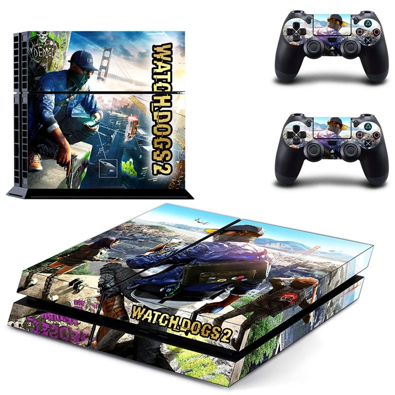 

Ps4 Skin Watch Dogs 2 Style Skin Sticker Cover For Playstation 4 PS4 Console and Cover Decals Of 2 Controllers