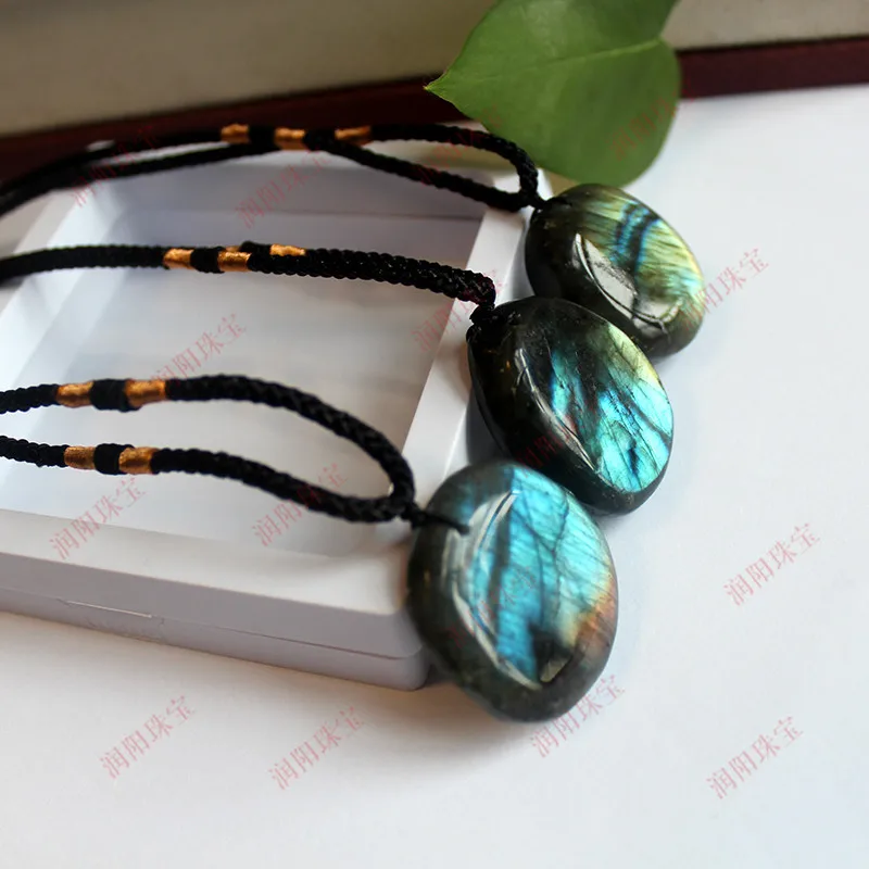 Натуральный Камень лабрадорит кулон Йога ожерелье в стиле «макраме» для мужчин и женщин энергетический необработанный камень лунный камень необработанный драгоценный камень ювелирные изделия кулон