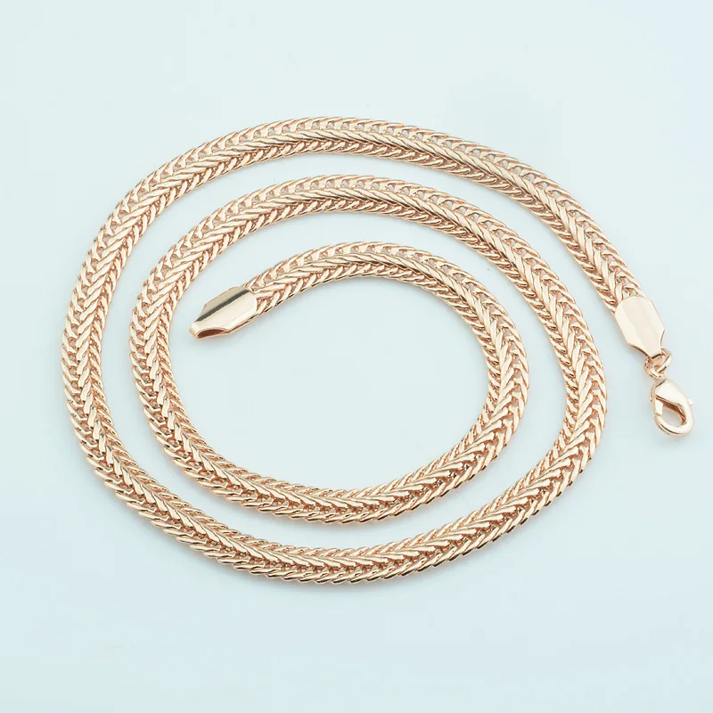 

1pcs 4mm 6mm Women Mens 585 Rose Gold Color Snake Necklace Link Chain