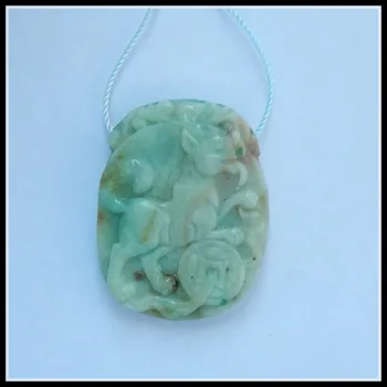

Carved Dog Chrysocolla fashion Pendant,Semi-precious stones, Jewelry accessories, 35x27x9mm,15.59g