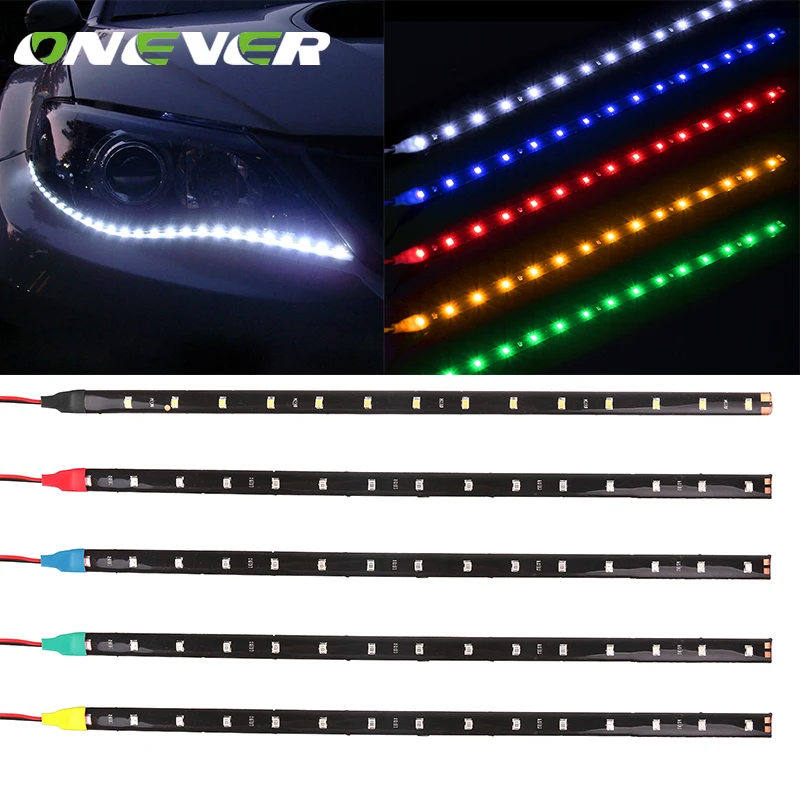 

Onever Car Auto Decorative Flexible LED Strip HighPower Waterproof 12V 30cm 15SMD Car LED Daytime Running Light Car Light DRL