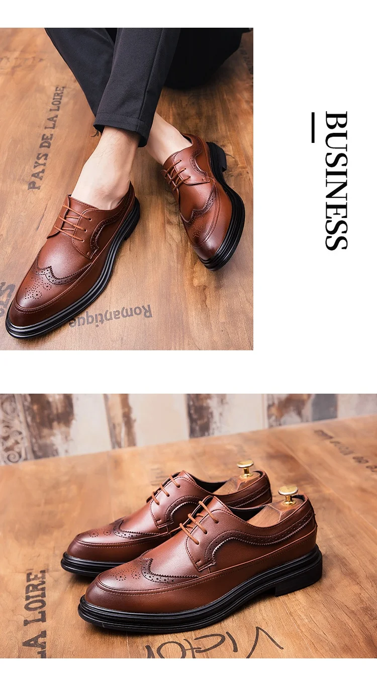 INLIKE нарядные туфли для мужчин острый носок Мужские броги модельные туфли кожаные мужские оксфорды формальная обувь для мужчин Модная