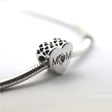 Подвески Подходит для Pandora Браслеты 925 пробы-серебро-ювелирные изделия розовый кварц сердце бусинами