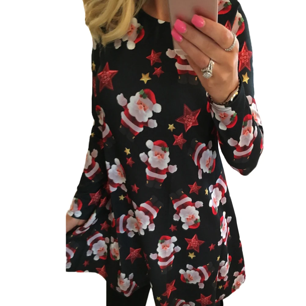 

2019 Autumn Winter Dress Women Christmas Dress Midi Elk Snowflake Long Sleeve A-Line Party Dress female Plus Size Dress 5XL XXXL