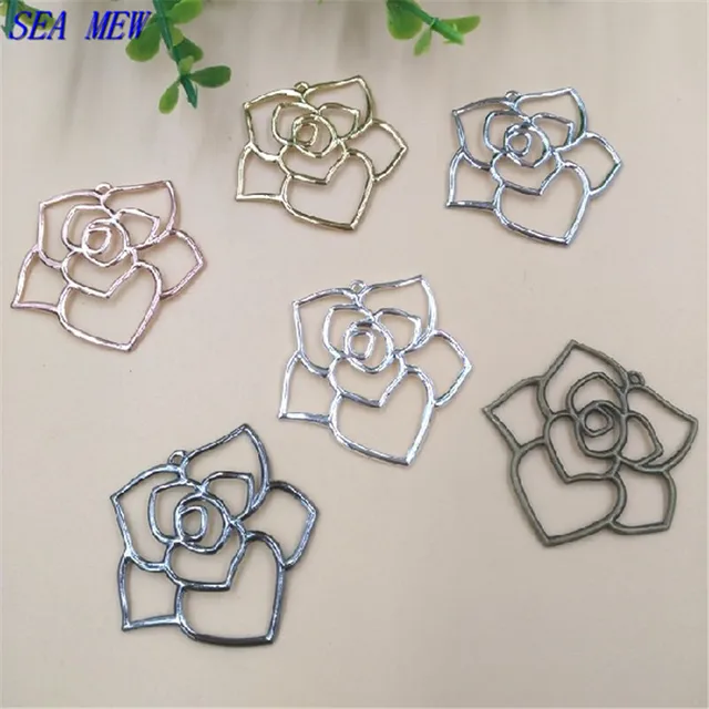 sea mew 4 colors 36mm filigree metal copper sheet hollow out flowers filigree metal sheets