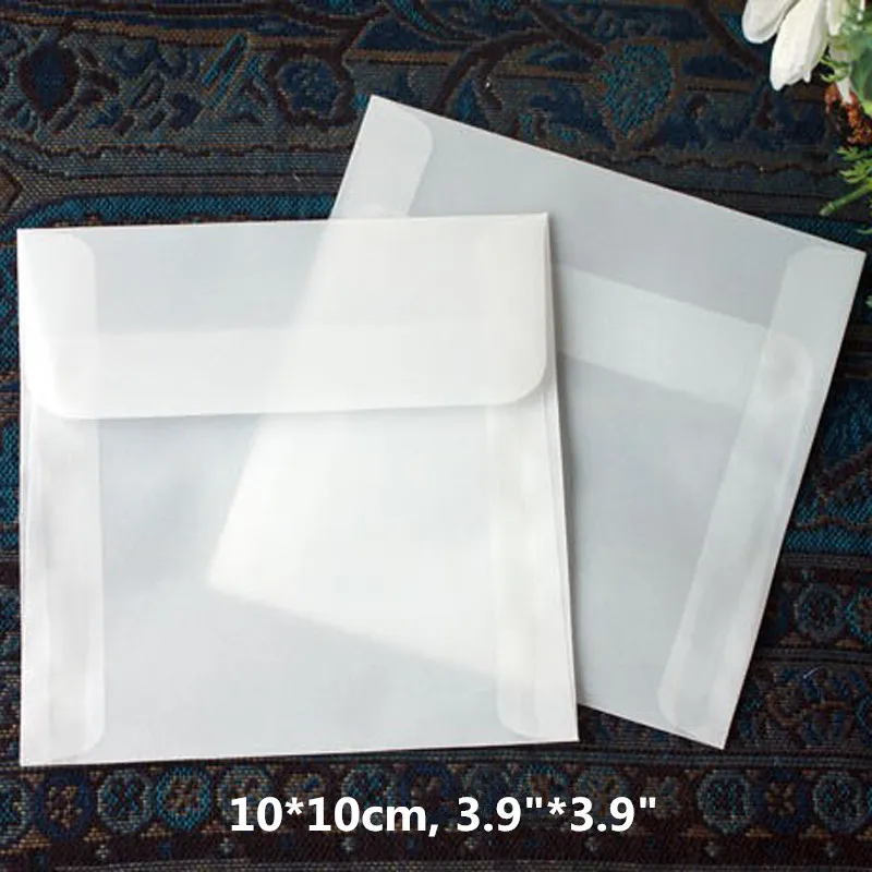 50pcs 10*10cm,13*13cm Blank Translucent White Parchment Paper Envelope