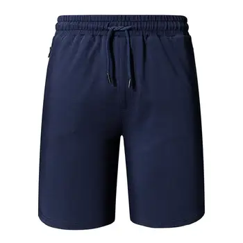 

Men Summer large size men's shorts Solid Color Drawstring Shorts Fifth Zipper Pockets Trousers