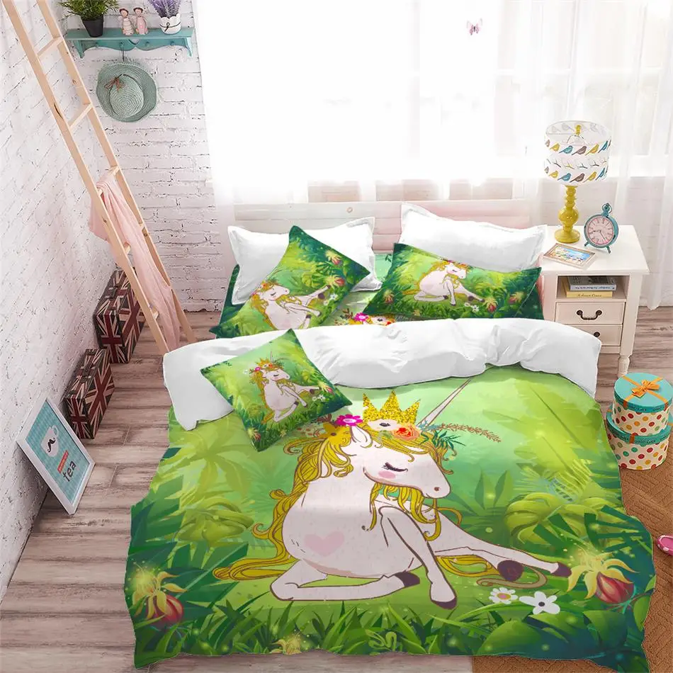 Princess Green Unicorn Bedding Set -Unicorn Fashion HTB17lWhSkvoK1RjSZFwq6AiCFXai