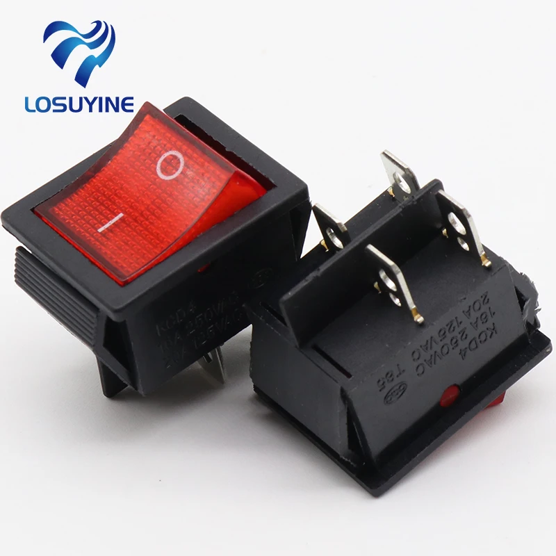 

2Pcs/Lot Red 4 Pin Light On/off Boat Button Switch 250V 16A AC AMP 125V/20A