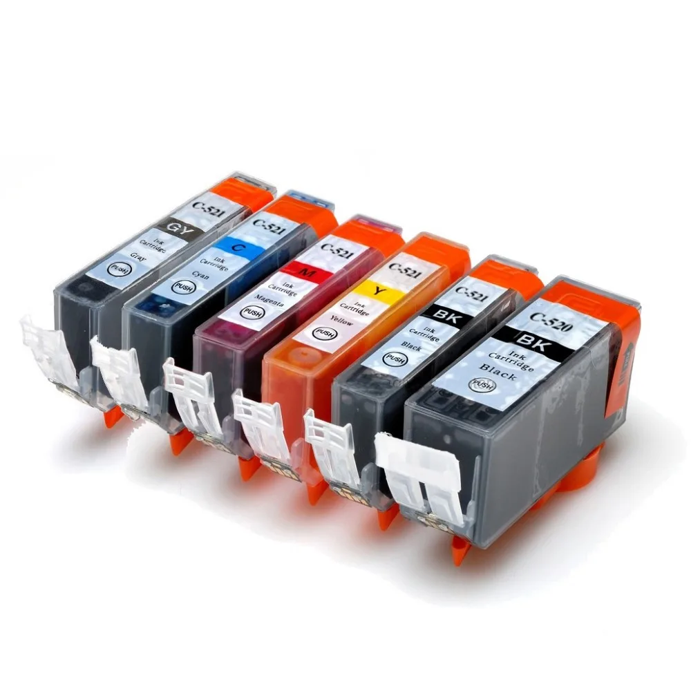 Полный картридж с чернилами 6 шт. чернильный PGI 520 CLI 521 для Canon Pixma iP3600 ip4600 ip4700 MP560 MP620