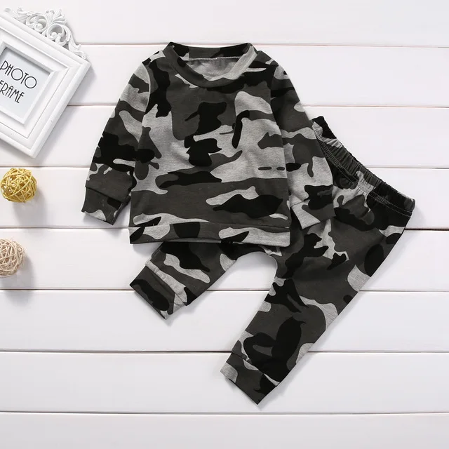 

2pcs new baby clothing set Toddler Infant Camouflage Baby Boy Girl Clothes T-shirt Tops+Pants Outfits Set