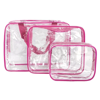 

3 Pcs/Set Clear PVC Cosmetic Bag Travel Wash Makeup Toiletry Holder Pouch Set Kit