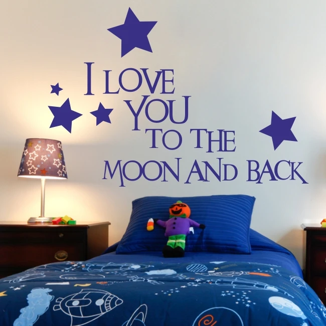 "I Love You To The Moon And Back..." Nursery Bedroom Wall Decals Vinyl