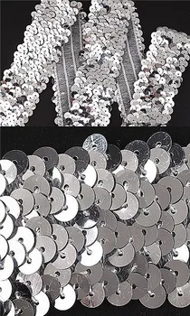 

Wholesale 30 yards 1" Inch Silver 3 Row Hand Beaded Trim Elastic Stretch Sequin Sewing Trim T72