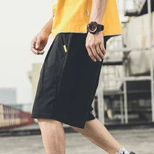 Комбинезоны мужские модные дикие брендовые свободные однотонные брюки с пятью точками повседневные спортивные тонкие пляжные брюки