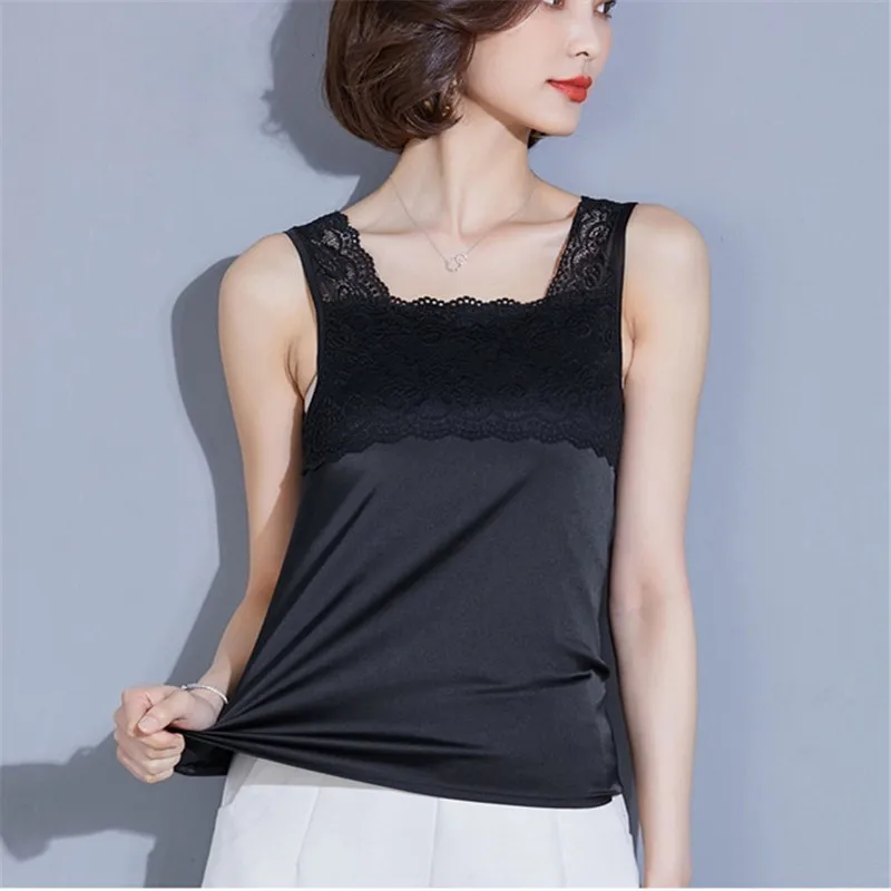 

Tank Tops Summer Korean Hollow-out Lace Splicing S-XXL Women Clothes