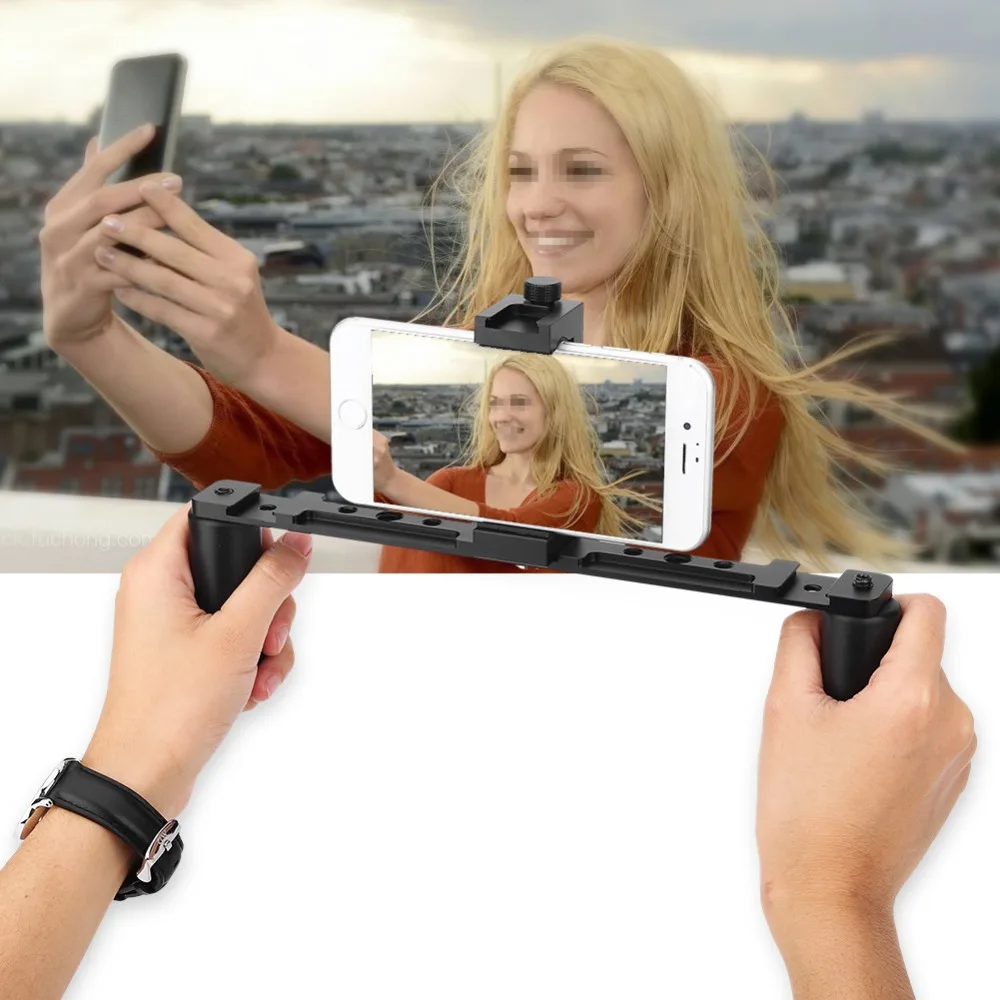 

Universal DSLR Camera Anti-Shake Dual Handle Handheld Stabilizer Hand Grip Holder for iPhone XR XS Max for Sony IOS AndroidPhone