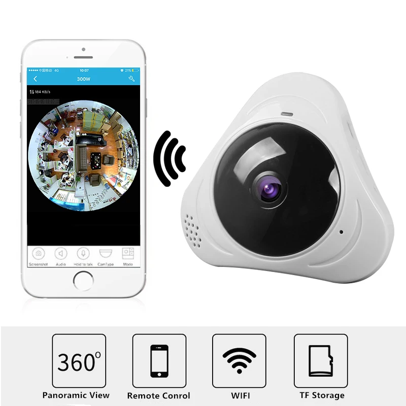KONLEN 1080P 2MP Mini 360 камера видеонаблюдения рыбий глаз Wifi панорамная Беспроводная IP