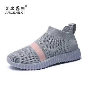

2019 Hot Sale Sock Sneakers Women Breathable Air Mesh Running Shoes Women Slip On Black Red Socks Sports Shoes Flats Footwear