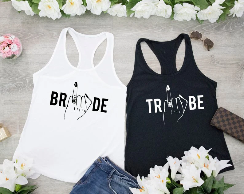 Жилет надпись bride tribe баки Женская мода гранж Свадебная вечеринка вечерние майка