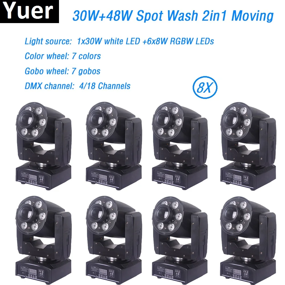 8 шт./лот мини 30 Вт Led spot 6x8 wash Moving Head Light 95 Gobo/цветное колесо 10/16 каналов DMX DJ Disco Stage