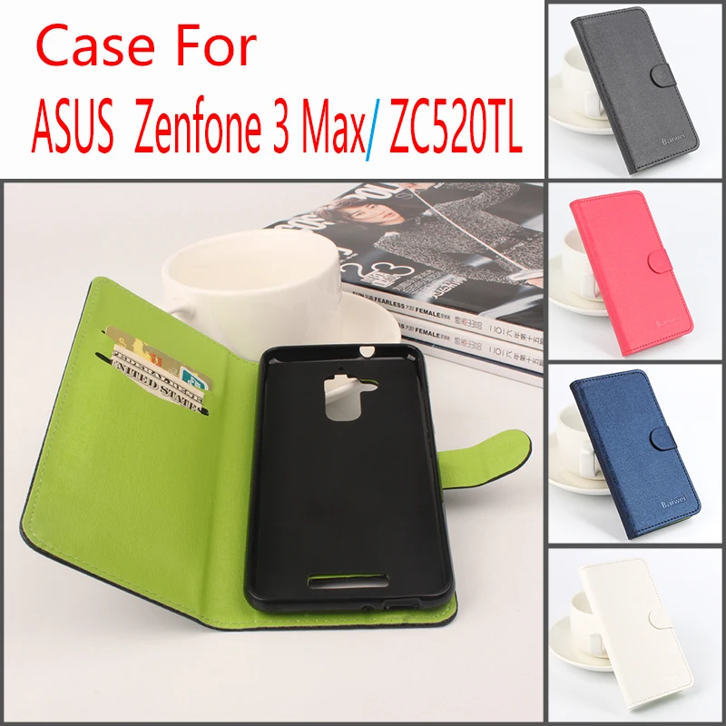 

For Asus Zenfone 3 Max/ZC520TL Phone Case Fasion Pure Color Folio Flip Premium PU Leather Wallet Case Cover Cash/Card Slots