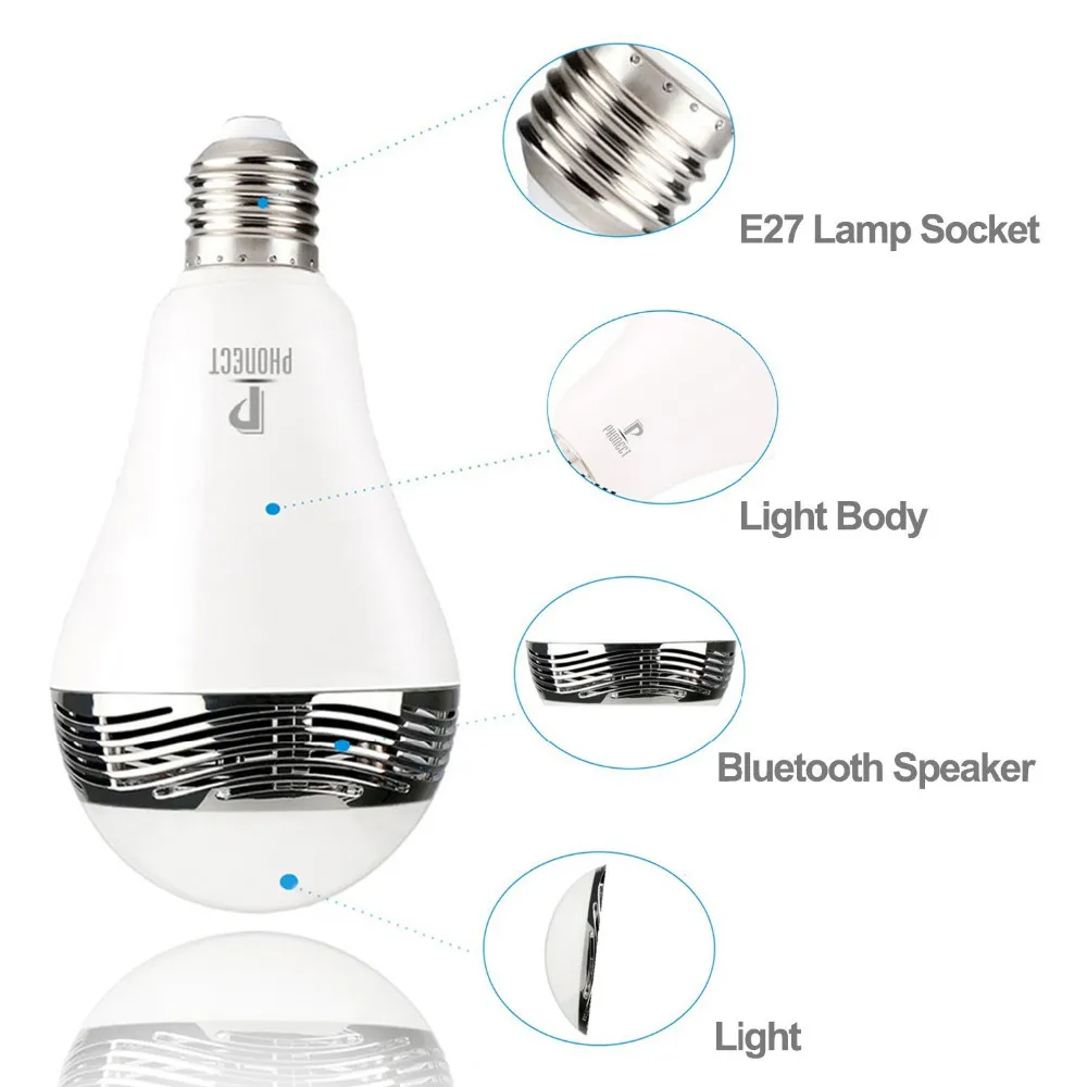 

5W E27 led bulb AC220V bluetooth led lamp wireless music bulb speaker disco noverty led lighting music player bulbs