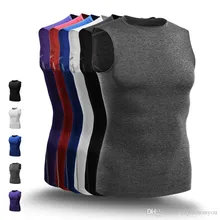 Брендовые мужские кроссовки Жилет Человек Спорт плотно без рукавов, для тренажерного зала футболка Фитнес сжатия Футболка для баскетбола, высокое качество Футбольная безрукавка