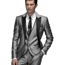 Темно-серые мужские смокинги жениха Свадебные Смокинги Костюмы Для Выпускного Бала Костюм свидетеля(куртка+ брюки+ жилет+ галстук