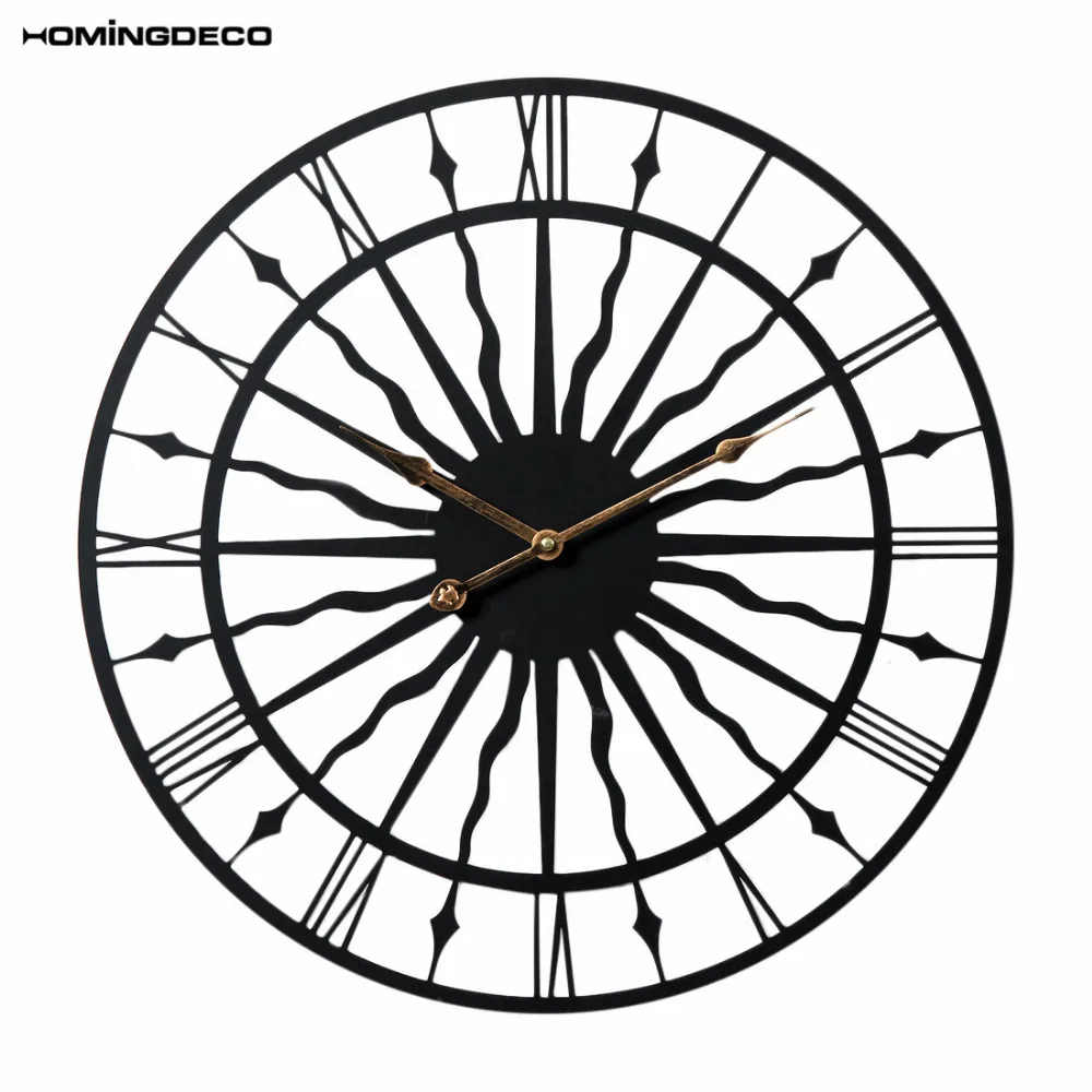 

Homingdeco 20 Inch Creative Retro Round Wall Clock Household Wavy Pattern Iron Hanging Clock Wall Home Household Decor 50CM