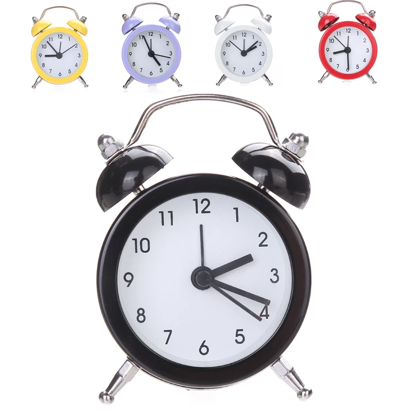 Round Small Bed Compact Quartz Student's Beep Alarm Clock Cute Student Convenience Table Alarm Clock Travel 40FB01