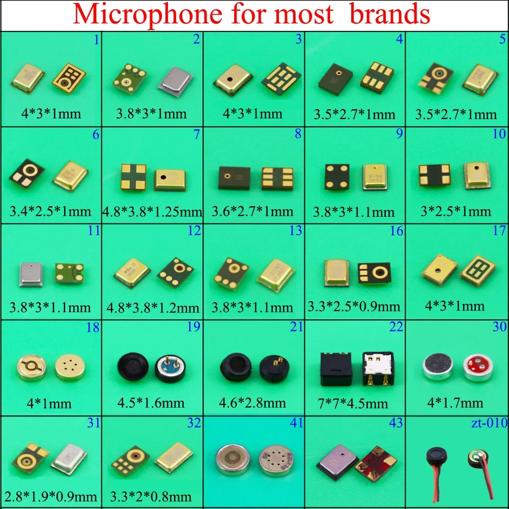 

Models Commonly used Microphone Inner Mic Speaker Receiver Repair Parts For xiaomi redmi for Samsung Nokia for HTC vivo oppo