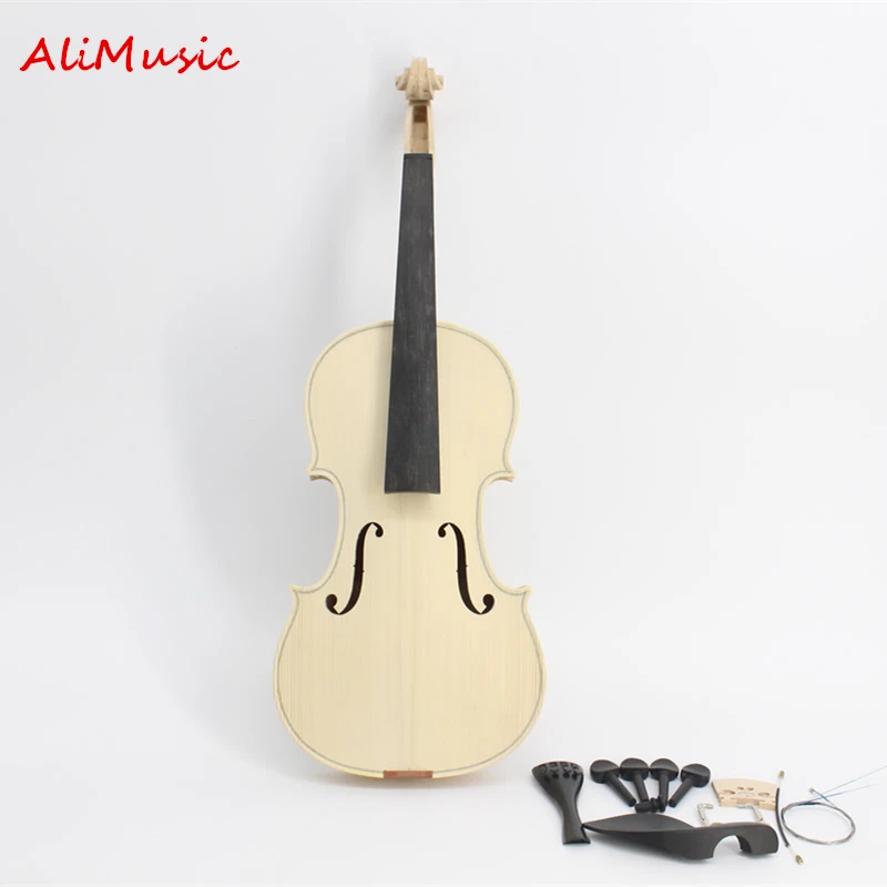 High Quality Factory Unfinished White Violin Selective 10 Years Natural Dried Maple Back Spruce Top Handmade Violino Full Size