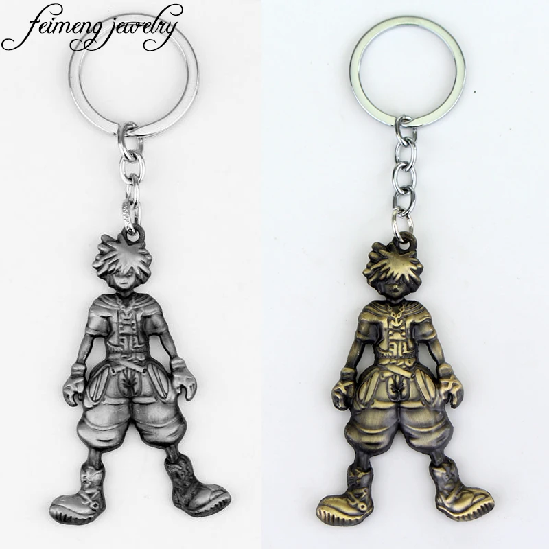 Kingdom Hearts 2 Sora Figure Sign Keychain Key Ring Pendant Bronze Color